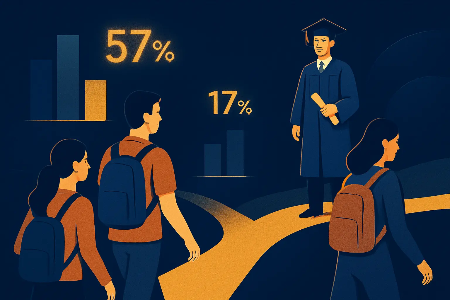 Infográfico da taxa de evasão no ensino superior no Brasil em 2026 com dados do INEP (Censo 2024) e Semesp (Mapa 2025)